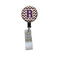 Teachers Aid Letter R Chevron Purple & Gold Retractable Badge Reel5 x 1 x 2 in. TE895184